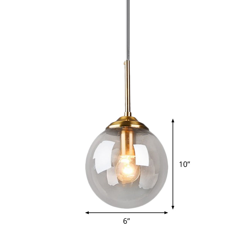 Amber/Clear/Smoke Gray Glass Globe Pendant Light for Contemporary Bedroom