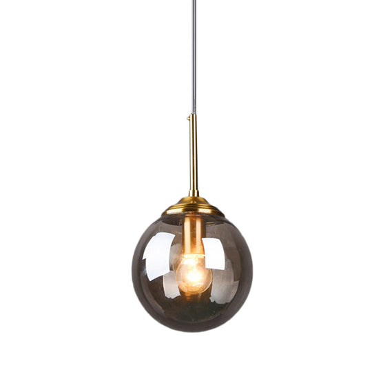 Globe Pendant Light Fixture With Amber Clear & Smoke Gray Glass For Bedroom