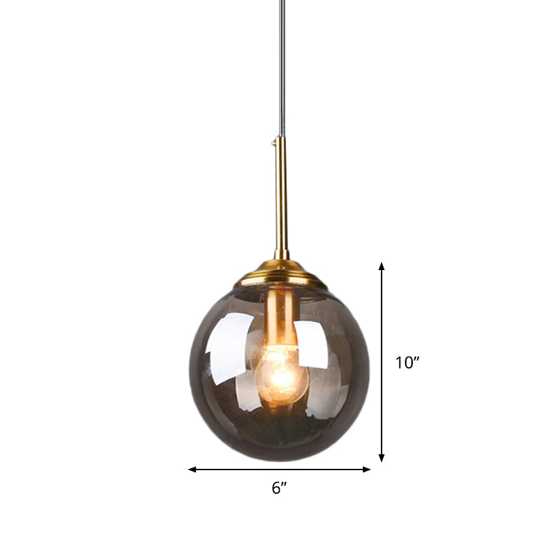 Amber/Clear/Smoke Gray Glass Globe Pendant Light for Contemporary Bedroom