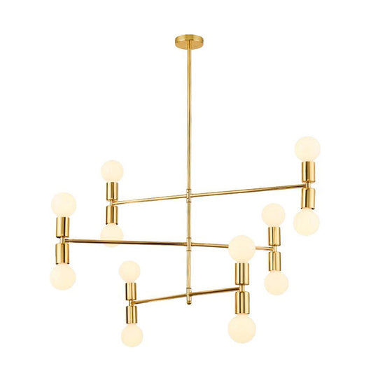 Modern Gold 12-Light 3-Tier Metal Hanging Chandelier Lamp Kit for Bedroom