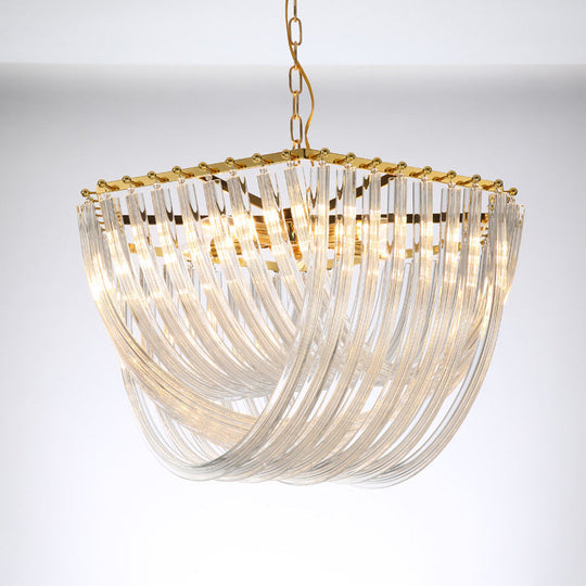 Modern Prism Glass Dome Chandelier with Brass Finish, 4/6 Lights, 19.5"/25.5" Wide