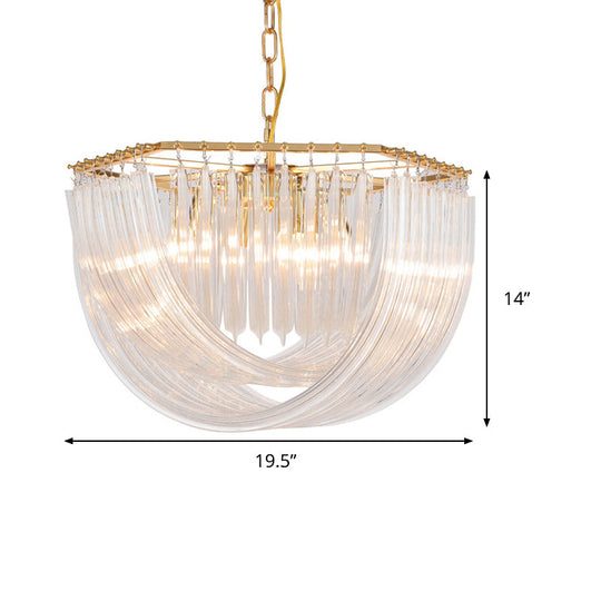 Modern Prism Glass Dome Chandelier with Brass Finish, 4/6 Lights, 19.5"/25.5" Wide