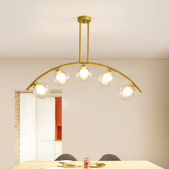 Modern Metal Arc Chandelier with Glass Ball Shades - 5/7/9 Lights Pendant Ceiling Light