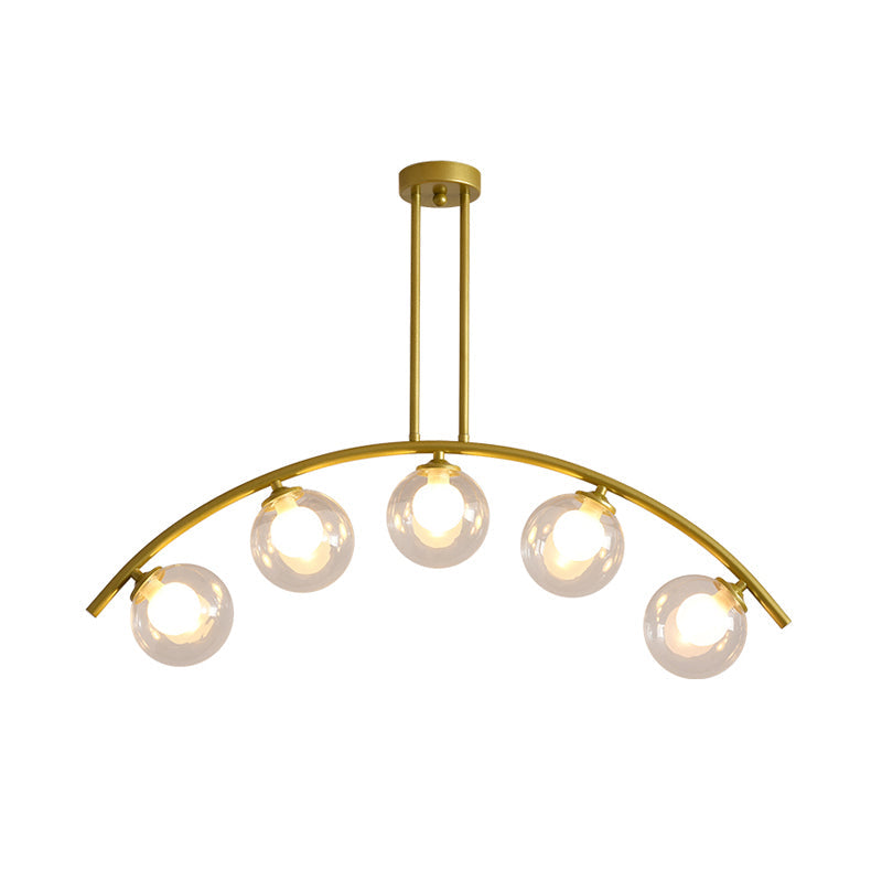 Modern Metal Arc Chandelier with Glass Ball Shades - 5/7/9 Lights Pendant Ceiling Light