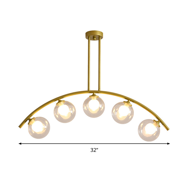 Modern Metal Arc Chandelier With Glass Ball Shades - 5/7/9 Light Pendant Ceiling Fixture