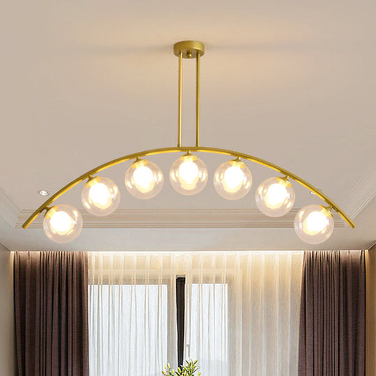 Modern Metal Arc Chandelier with Glass Ball Shades - 5/7/9 Lights Pendant Ceiling Light