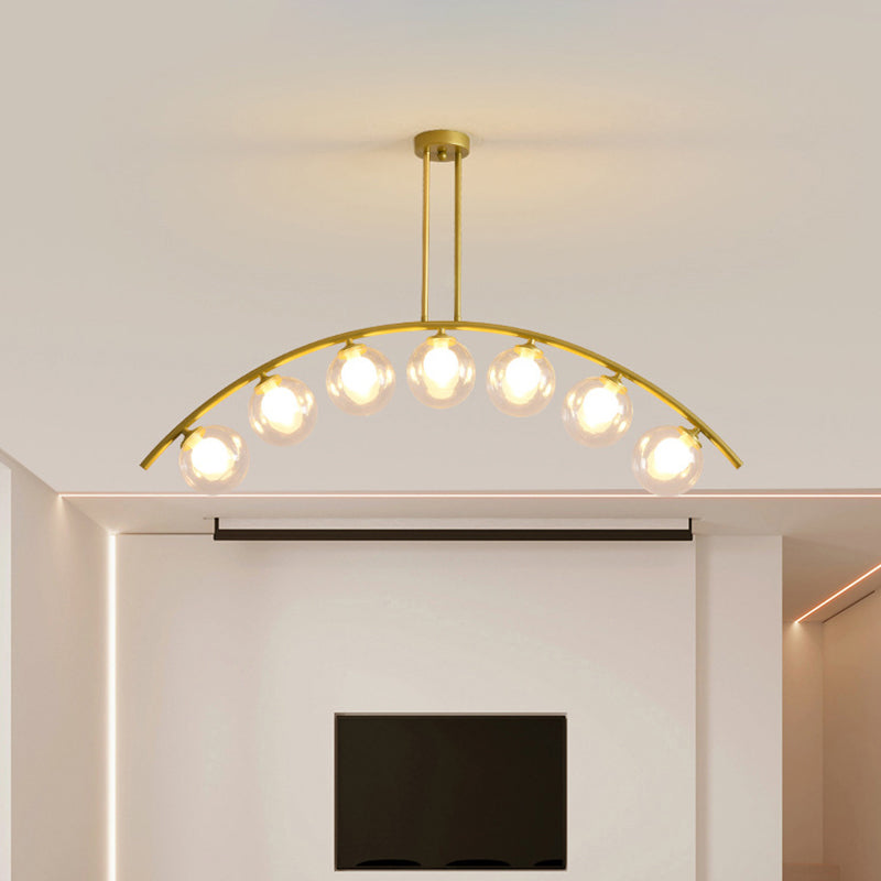 Modern Metal Arc Chandelier with Glass Ball Shades - 5/7/9 Lights Pendant Ceiling Light