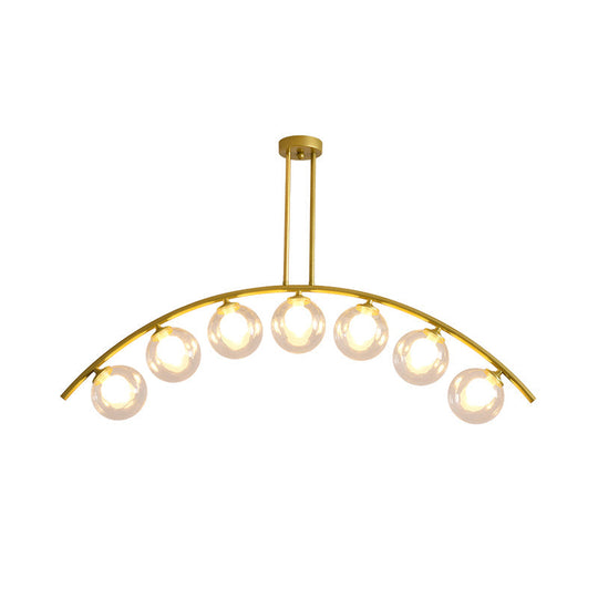 Modern Metal Arc Chandelier with Glass Ball Shades - 5/7/9 Lights Pendant Ceiling Light