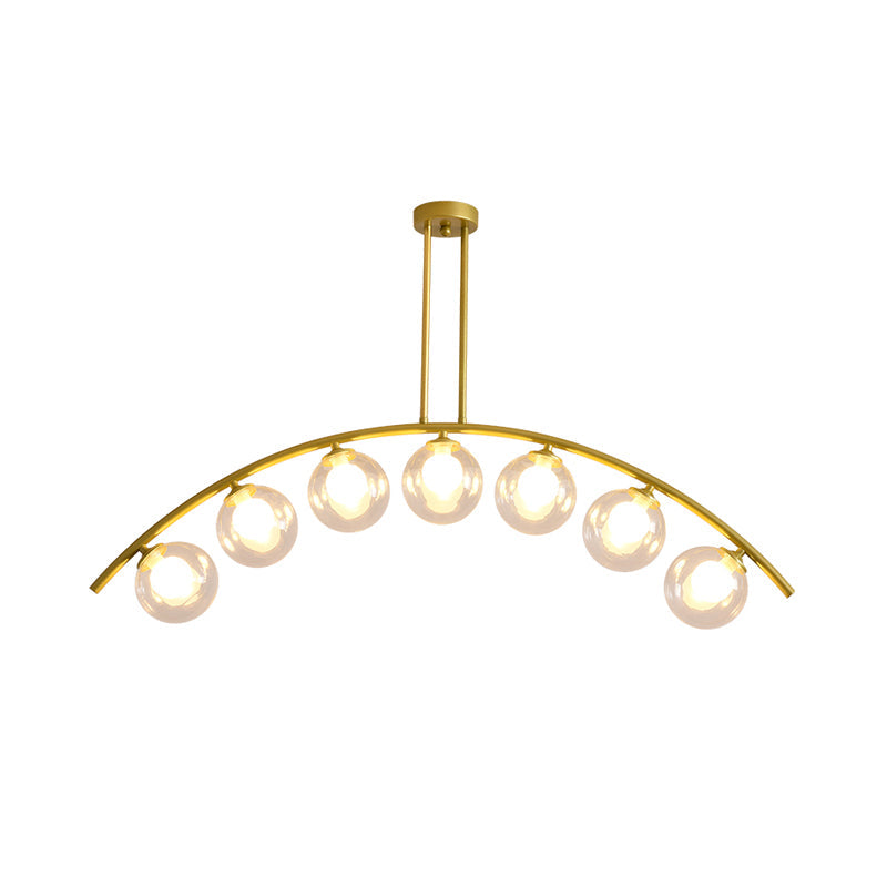 Modern Metal Arc Chandelier With Glass Ball Shades - 5/7/9 Light Pendant Ceiling Fixture