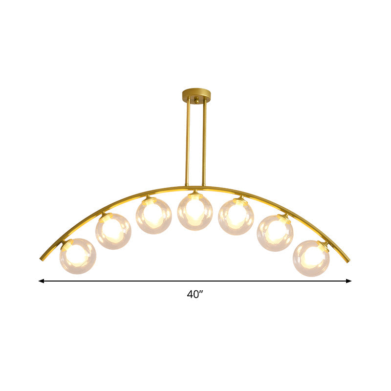 Modern Metal Arc Chandelier with Glass Ball Shades - 5/7/9 Lights Pendant Ceiling Light