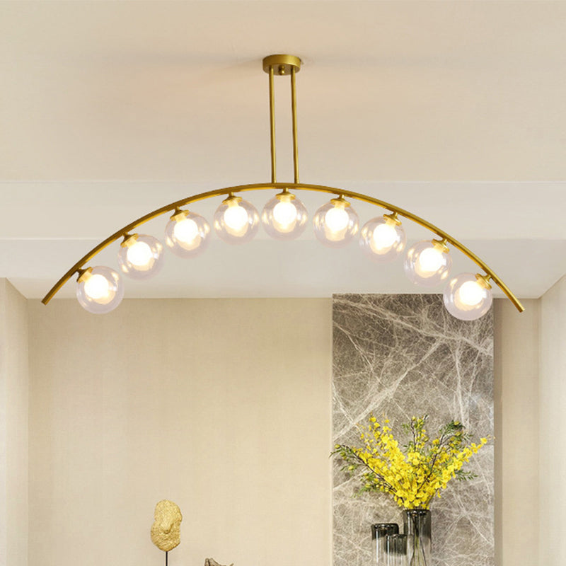 Modern Metal Arc Chandelier with Glass Ball Shades - 5/7/9 Lights Pendant Ceiling Light