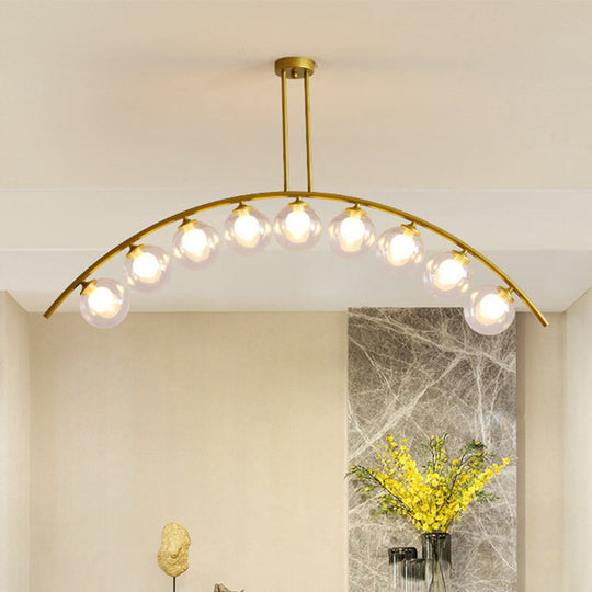 Modern Metal Arc Chandelier with Glass Ball Shades - 5/7/9 Lights Pendant Ceiling Light