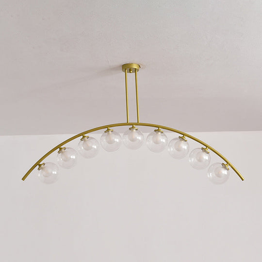 Modern Metal Arc Chandelier with Glass Ball Shades - 5/7/9 Lights Pendant Ceiling Light