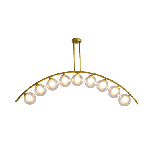 Modern Metal Arc Chandelier with Glass Ball Shades - 5/7/9 Lights Pendant Ceiling Light