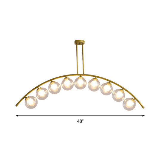 Modern Metal Arc Chandelier with Glass Ball Shades - 5/7/9 Lights Pendant Ceiling Light