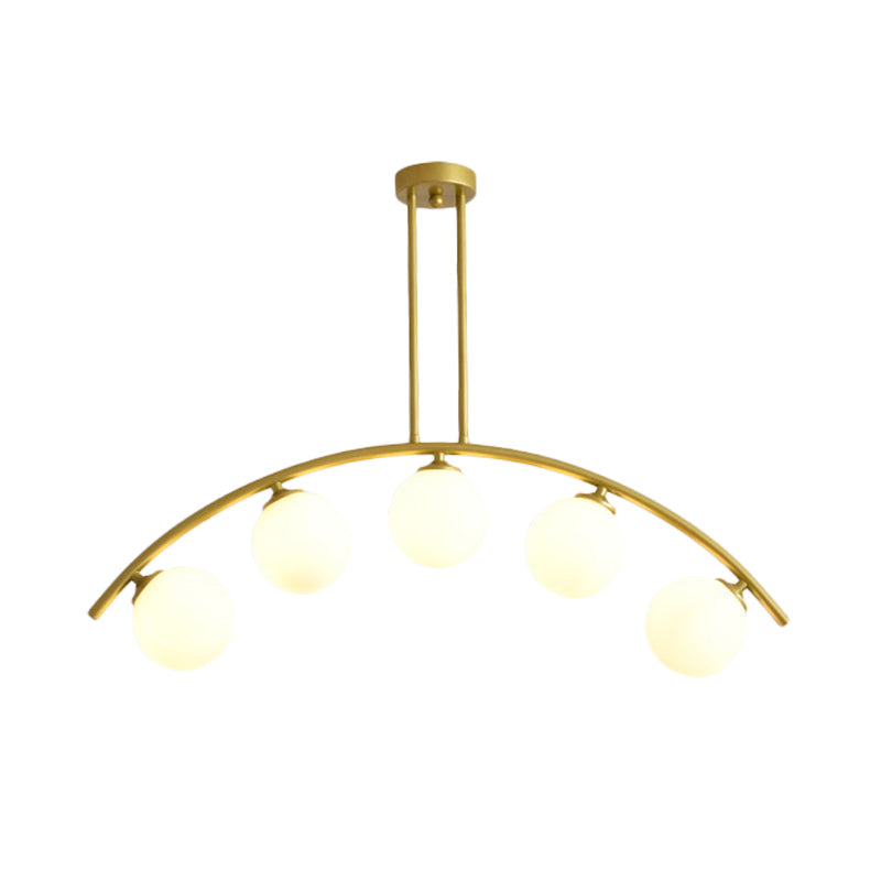 Modern Metal Arc Chandelier With Glass Ball Shades - 5/7/9 Light Pendant Ceiling Fixture