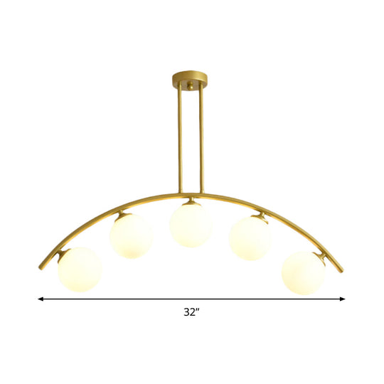 Modern Metal Arc Chandelier With Glass Ball Shades - 5/7/9 Light Pendant Ceiling Fixture