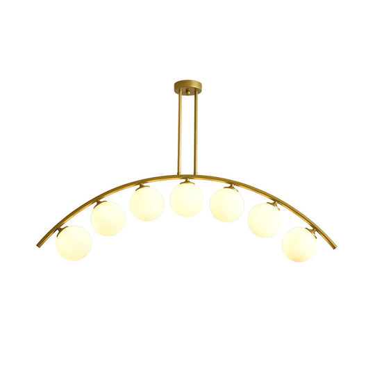 Modern Metal Arc Chandelier With Glass Ball Shades - 5/7/9 Light Pendant Ceiling Fixture