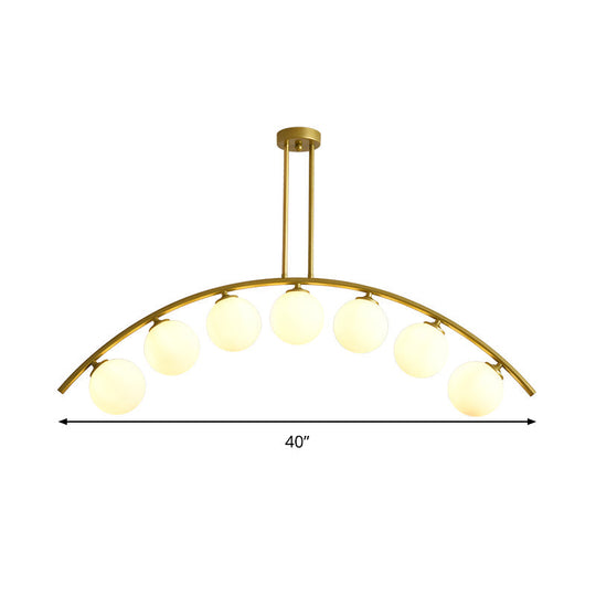 Modern Metal Arc Chandelier with Glass Ball Shades - 5/7/9 Lights Pendant Ceiling Light