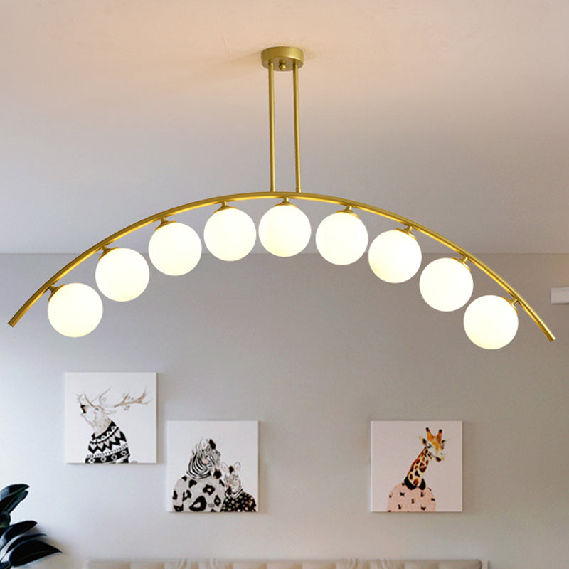 Modern Metal Arc Chandelier with Glass Ball Shades - 5/7/9 Lights Pendant Ceiling Light