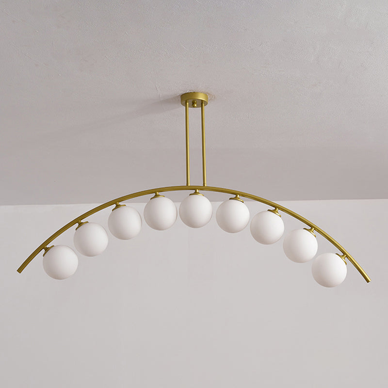 Modern Metal Arc Chandelier with Glass Ball Shades - 5/7/9 Lights Pendant Ceiling Light