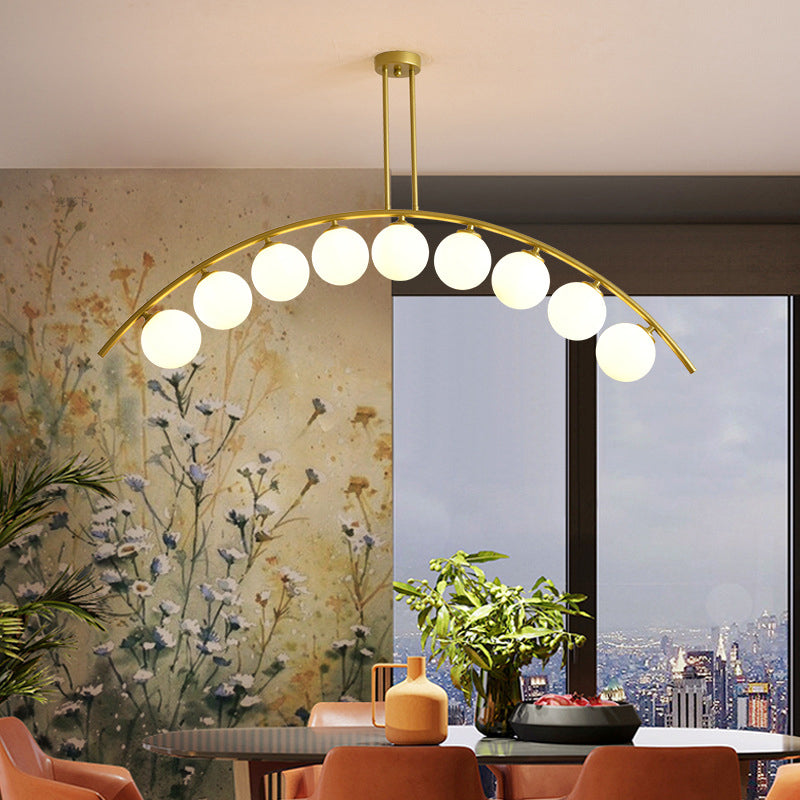 Modern Metal Arc Chandelier with Glass Ball Shades - 5/7/9 Lights Pendant Ceiling Light