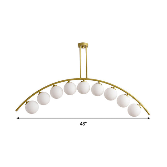 Modern Metal Arc Chandelier With Glass Ball Shades - 5/7/9 Light Pendant Ceiling Fixture