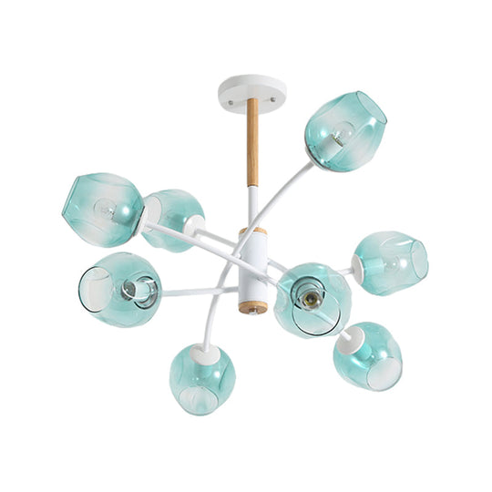 Contemporary Dome Chandelier With Blue/Tan Glass 6/8 Lights - Stylish Pendant Light For Living Room