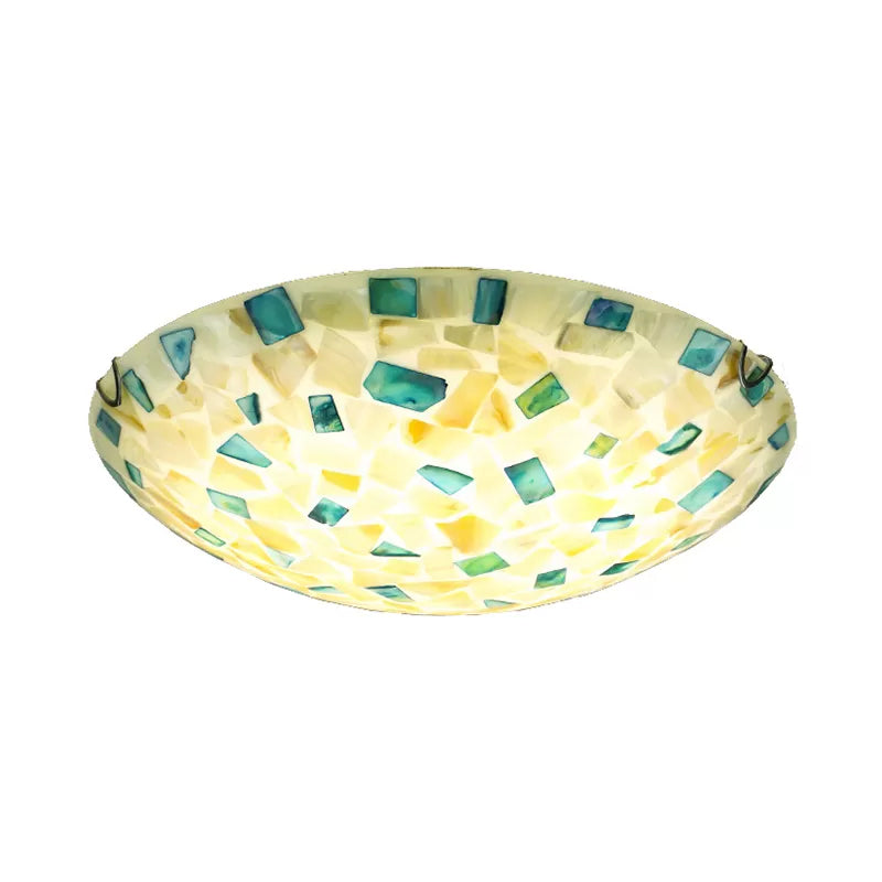 Tiffany Ceiling Light Medium Flush Mount Fixture - Decorative Mosaic Bowl Shade For Bedrooms