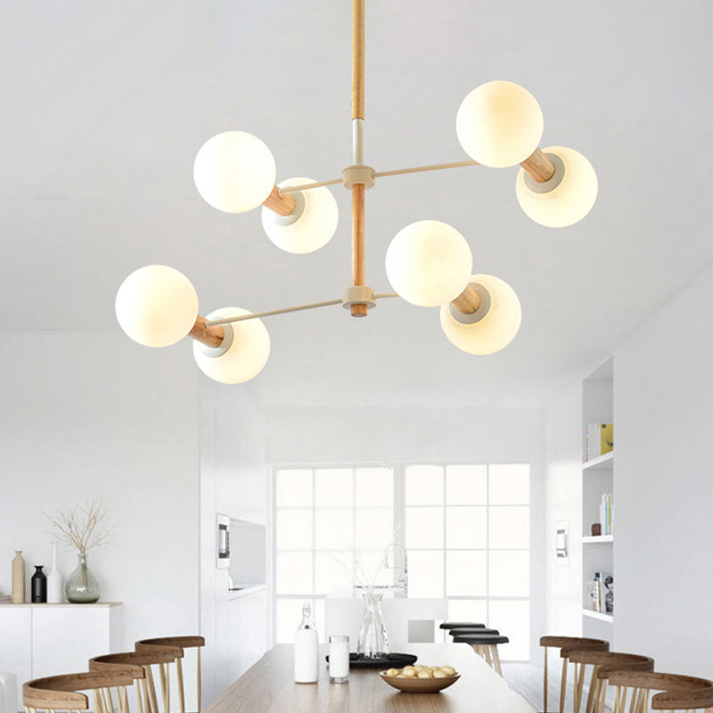 White Glass Orb Chandelier - Modernism Style 8/12 Lights Ideal For Living Room 8 /