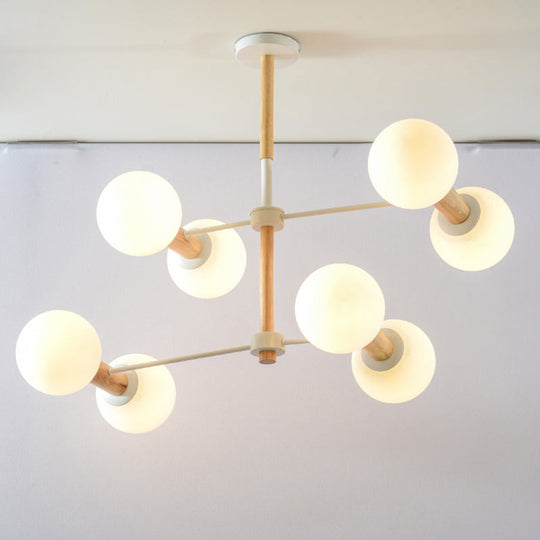 White Glass Orb Chandelier - Modernism Style 8/12 Lights Ideal For Living Room