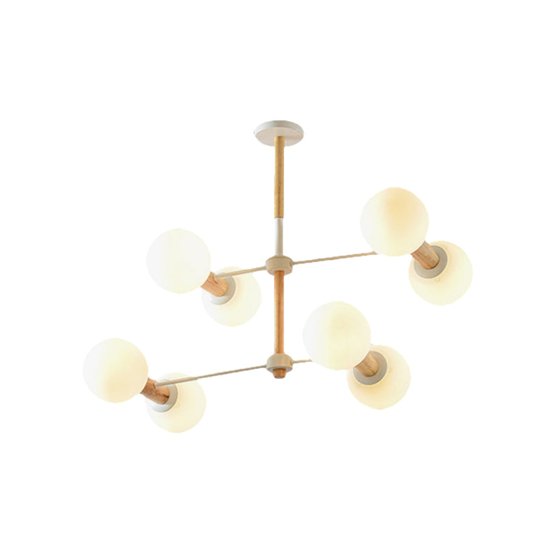 White Glass Orb Chandelier - Modernism Style 8/12 Lights Ideal For Living Room