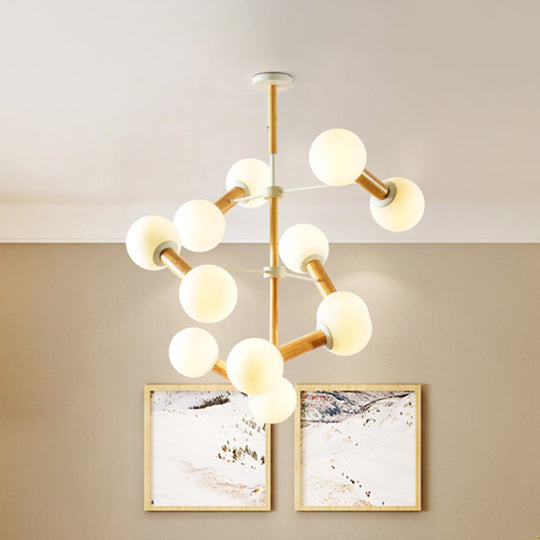 White Glass Orb Chandelier - Modernism Style 8/12 Lights Ideal For Living Room