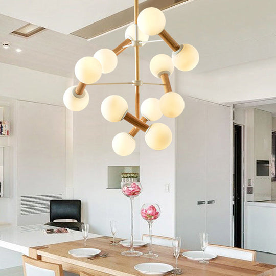 White Glass Orb Chandelier - Modernism Style 8/12 Lights Ideal For Living Room