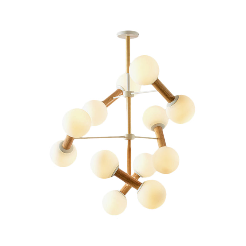 White Glass Orb Chandelier - Modernism Style 8/12 Lights Ideal For Living Room