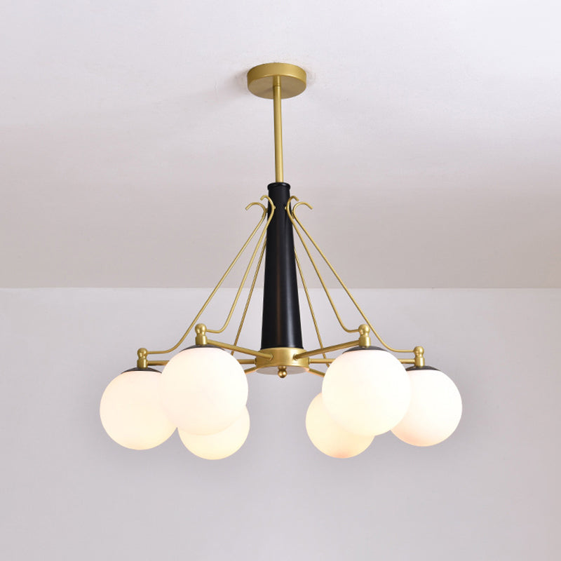 Milky Glass Chandelier Pendant Light - Modern Global Style Gold Finish 6/8 Lights Ideal For Living