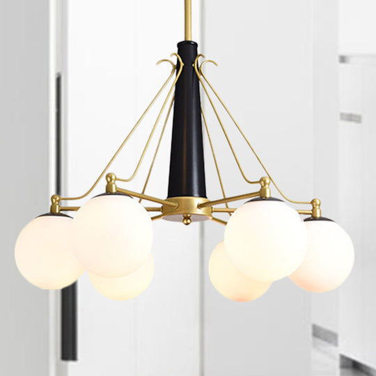 Milky Glass Chandelier Pendant Light - Modern Global Style Gold Finish 6/8 Lights Ideal For Living