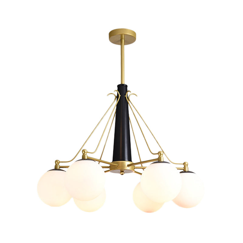 Milky Glass Chandelier Light Fixture - Modern Style, 6/8 Lights, Gold Finish, Ideal for Living Room Ceiling Pendant Lighting