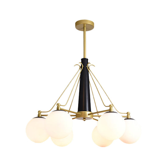 Milky Glass Chandelier Pendant Light - Modern Global Style Gold Finish 6/8 Lights Ideal For Living