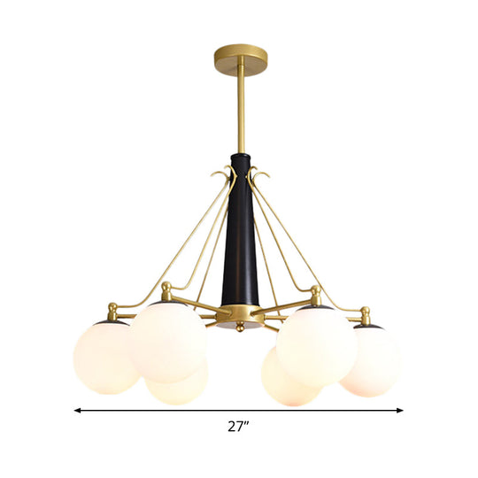 Milky Glass Chandelier Pendant Light - Modern Global Style Gold Finish 6/8 Lights Ideal For Living