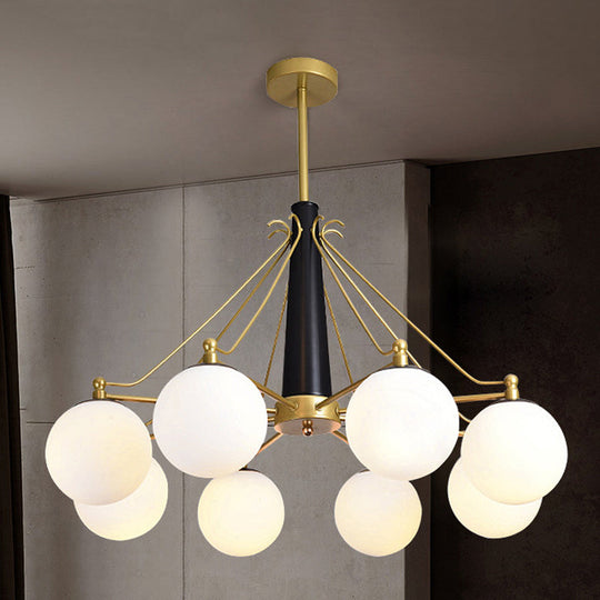 Milky Glass Chandelier Light Fixture - Modern Style, 6/8 Lights, Gold Finish, Ideal for Living Room Ceiling Pendant Lighting