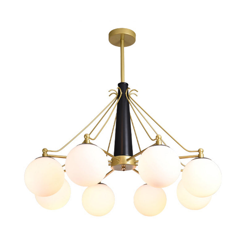 Milky Glass Chandelier Pendant Light - Modern Global Style Gold Finish 6/8 Lights Ideal For Living