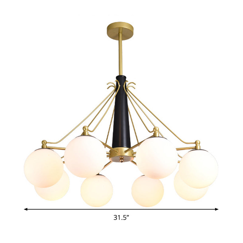 Milky Glass Chandelier Light Fixture - Modern Style, 6/8 Lights, Gold Finish, Ideal for Living Room Ceiling Pendant Lighting