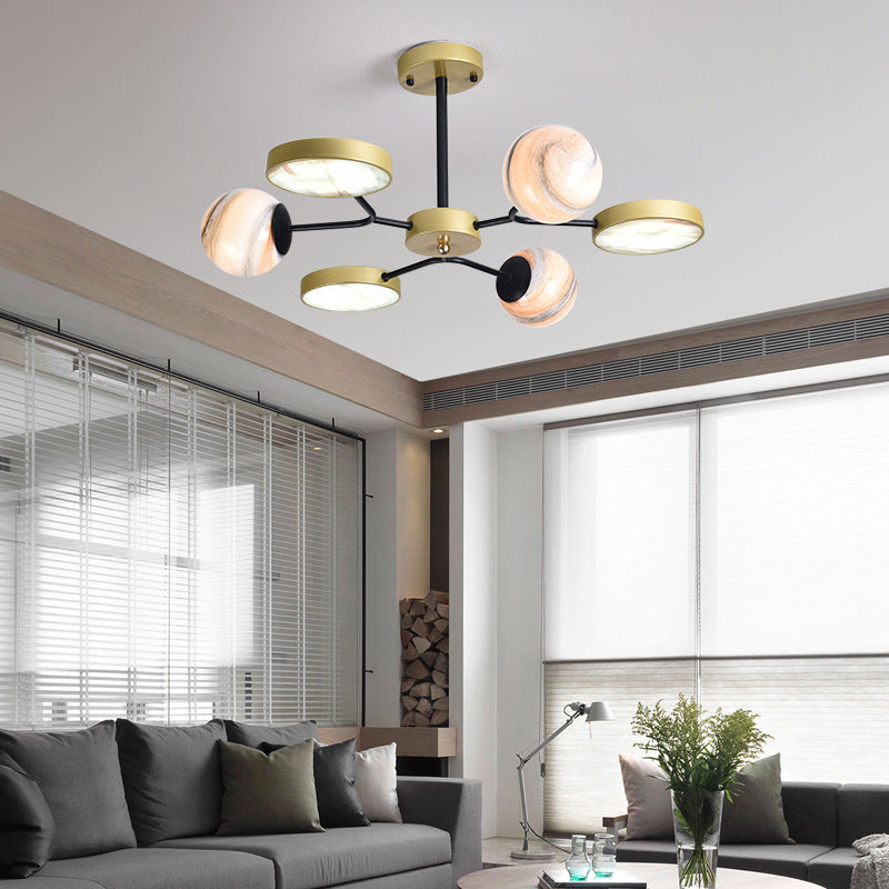 Hand Blown Glass Chandelier With Contemporary Style - Round 6/8 Lights Gold Finish