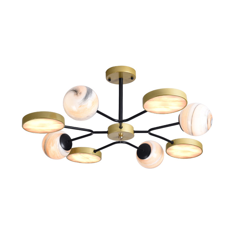 Hand Blown Glass Chandelier With Contemporary Style - Round 6/8 Lights Gold Finish