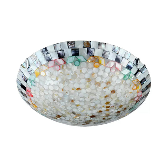 Tiffany Ceiling Light Medium Flush Mount Fixture - Decorative Mosaic Bowl Shade For Bedrooms