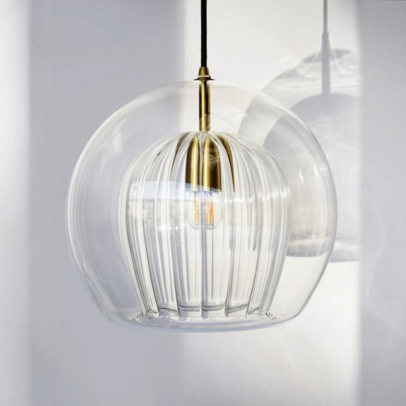 Globe Stairway Pendant Lighting Clear Glass 1 Head Nordic Hanging Lamp Kit, 6"/8"/10" Wide