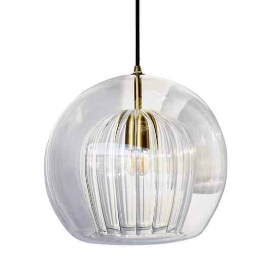 Globe Stairway Pendant Lighting Clear Glass 1 Head Nordic Hanging Lamp Kit, 6"/8"/10" Wide