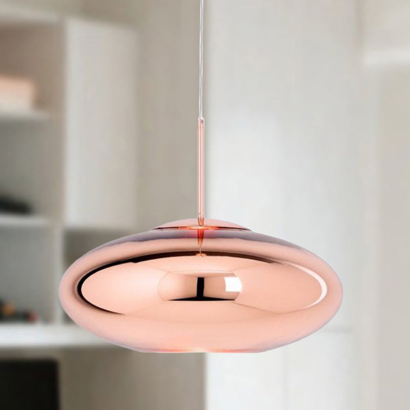 Modern Hanging Light Copper Globe Pendant Ceiling Light with Mirror Glass Shade