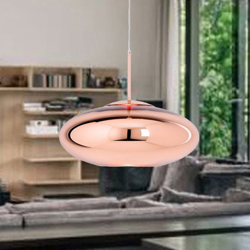 Contemporary Copper Pendant Ceiling Light With Mirror Glass Shade